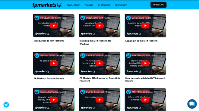 FP Markets platform tutorials