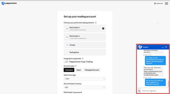 Pepperstone live chat support