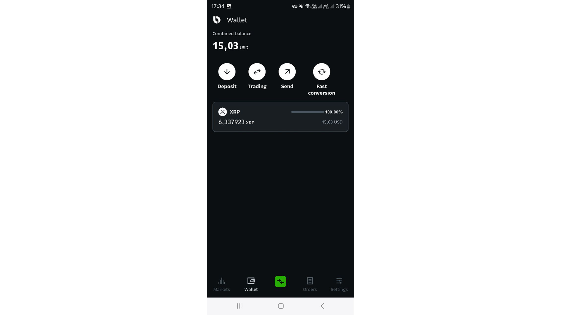 L’app Bitso mostra il corrispettivo in USD per ogni asset sul wallet
