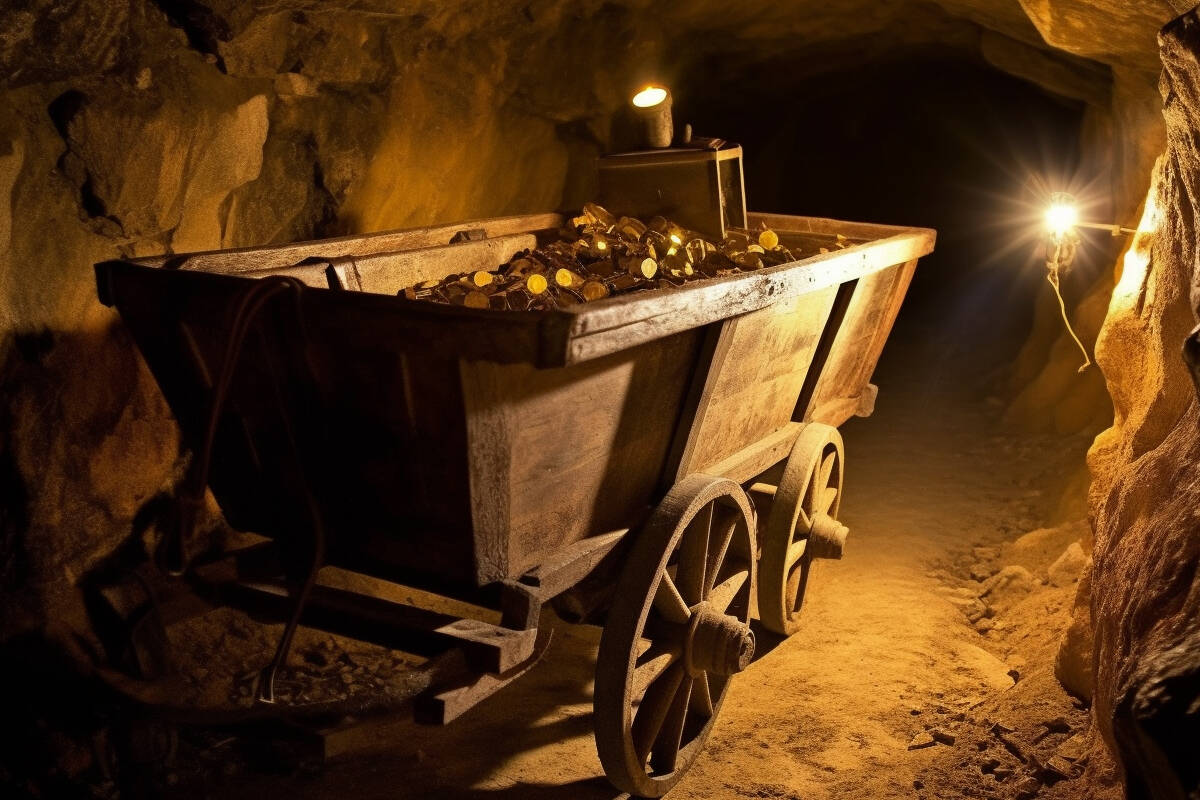 Gold bullion in cart inside mine. FX Empire