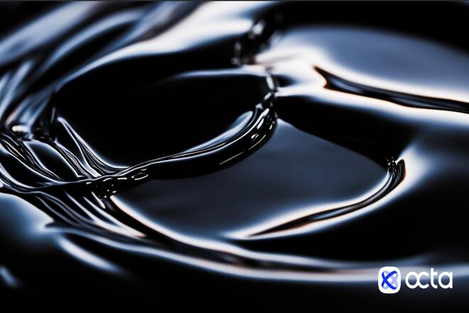 Crude oil and Octa logo. FX Empire