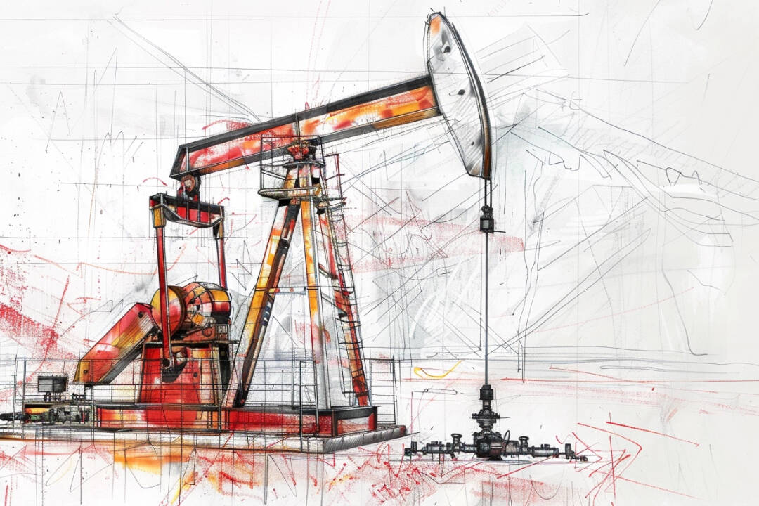 Crude oil pumjack drawing. FX Empire