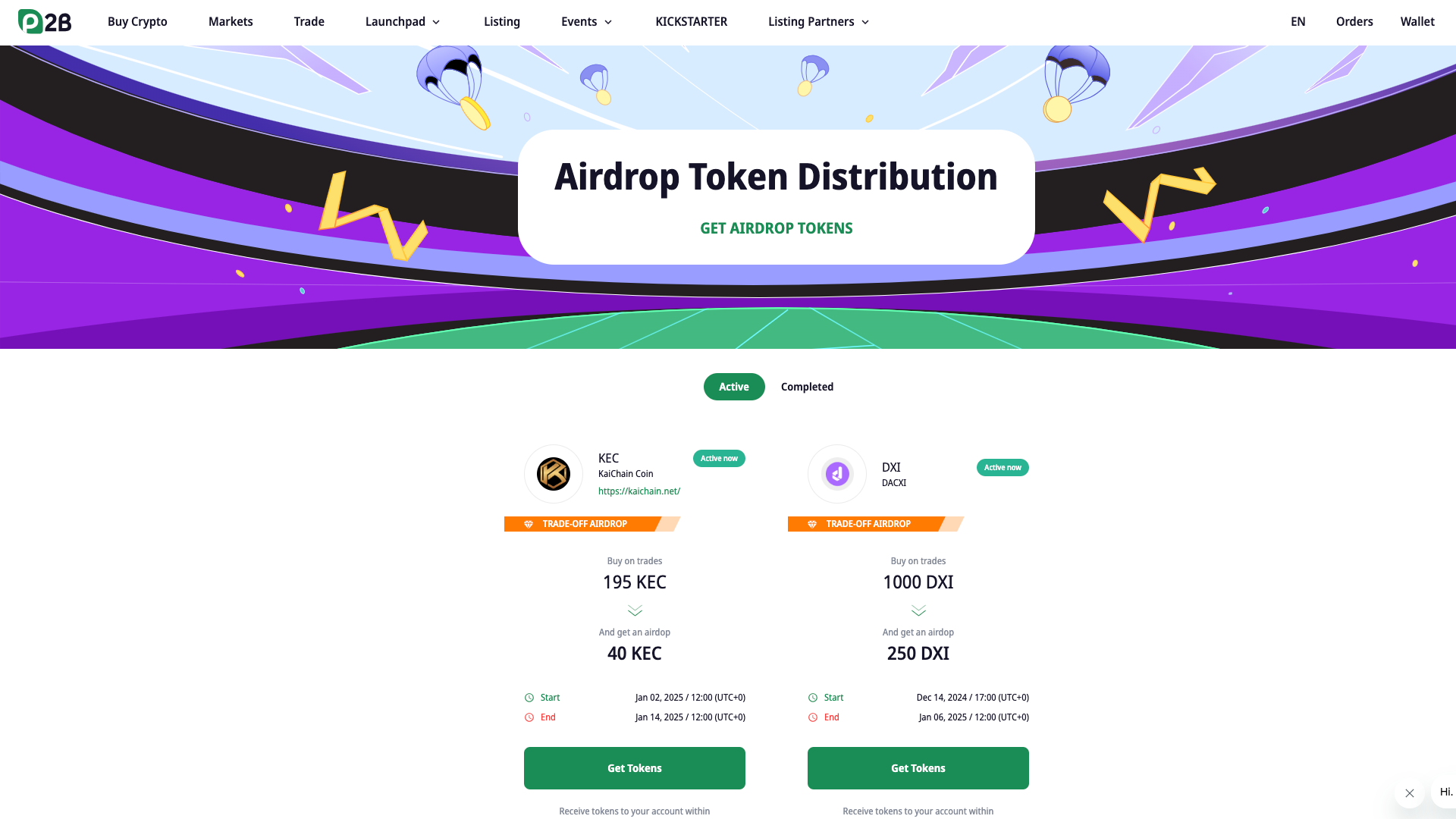 P2B Airdrops