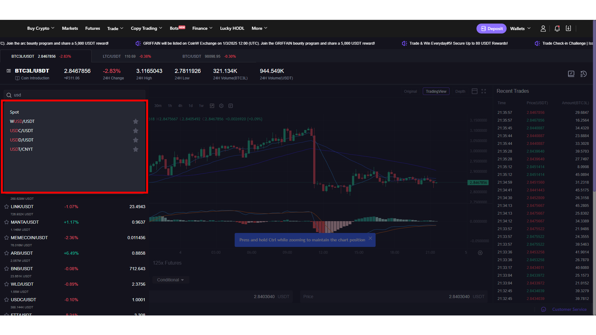 Le stablecoin su CoinW
