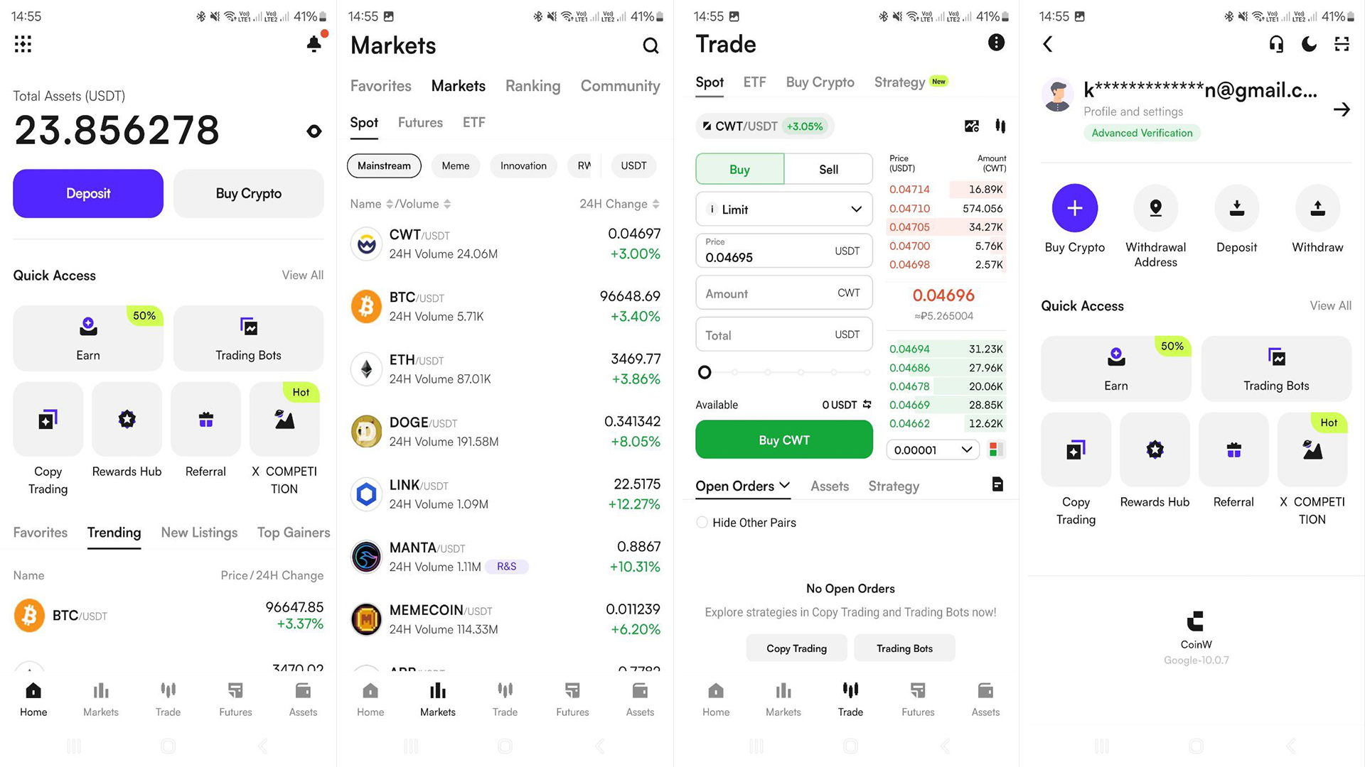 L’app mobile CoinW