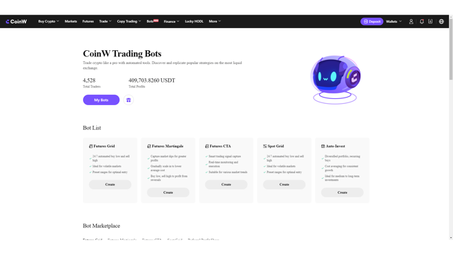 Trading bots on CoinW