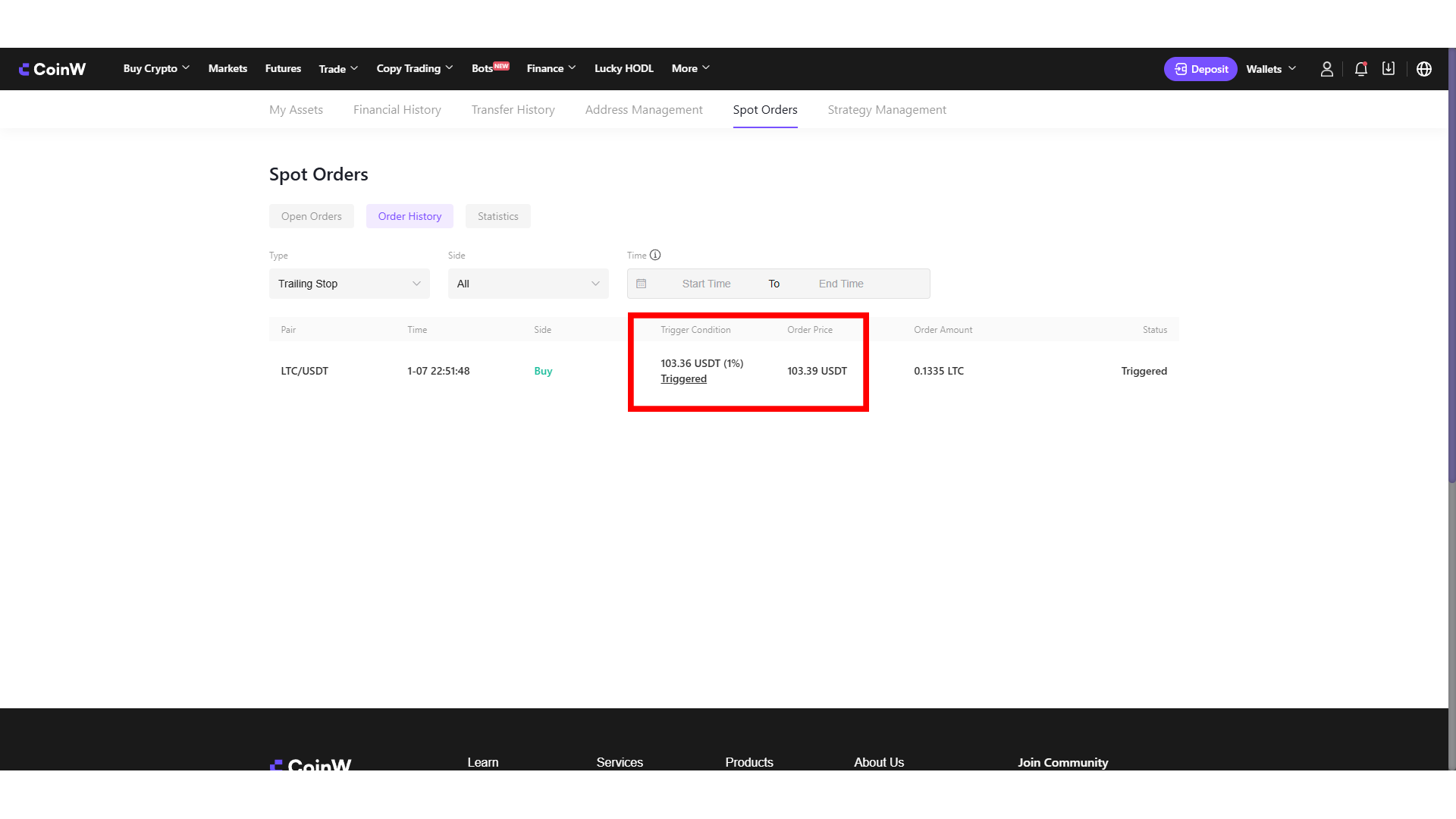 Mercati CoinW su CoinMarketCap