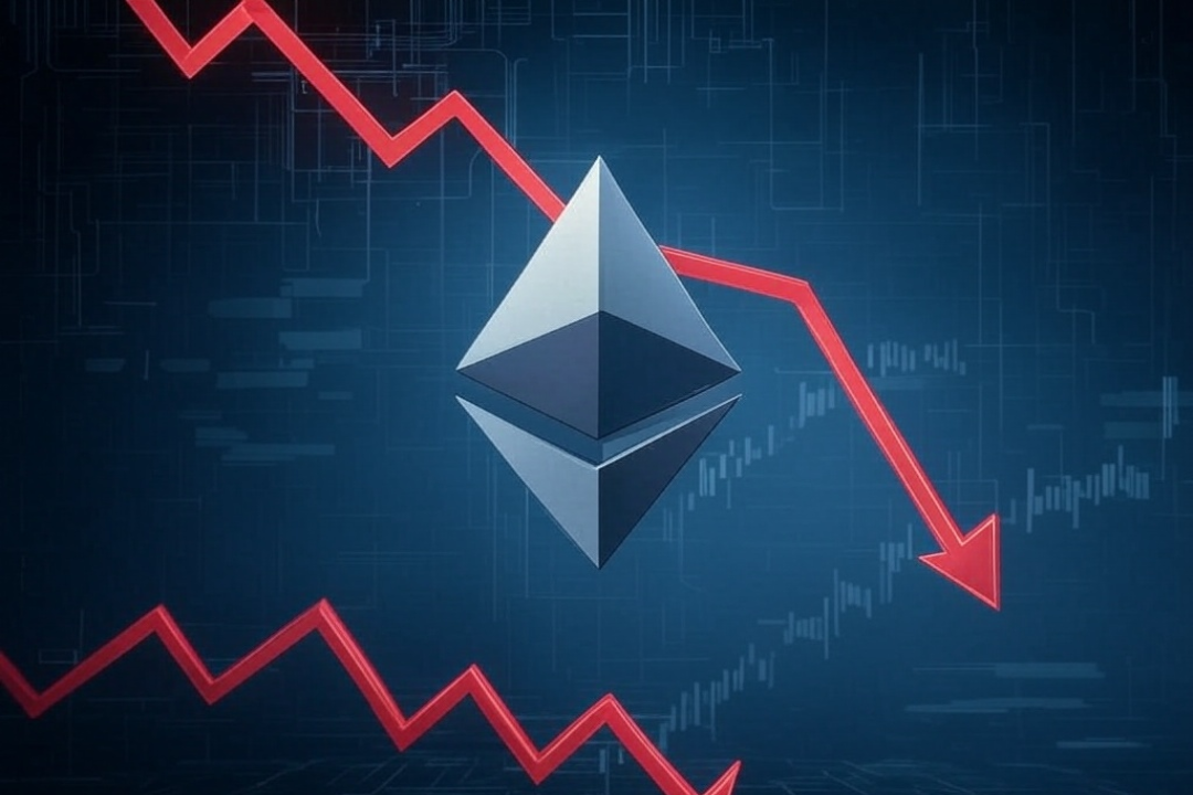 Ethereum logo and bearish chart. FX Empire