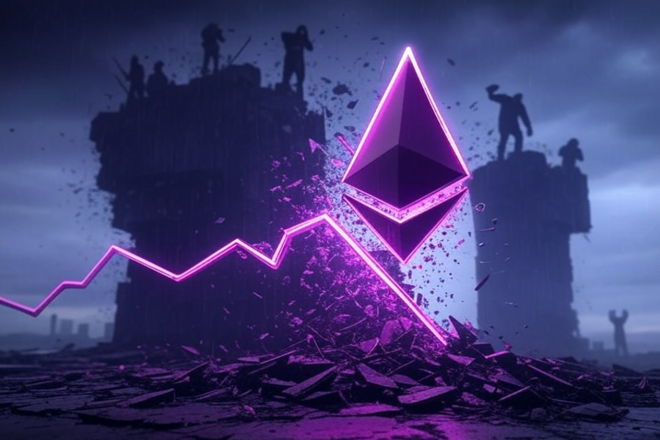 Ethereum logo on dark scene. FX Empire