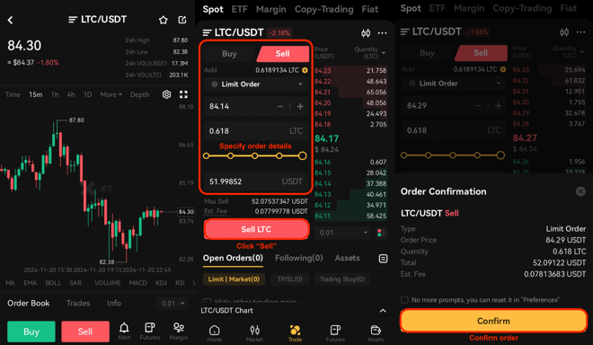 Executing Sell Orders on XT.com