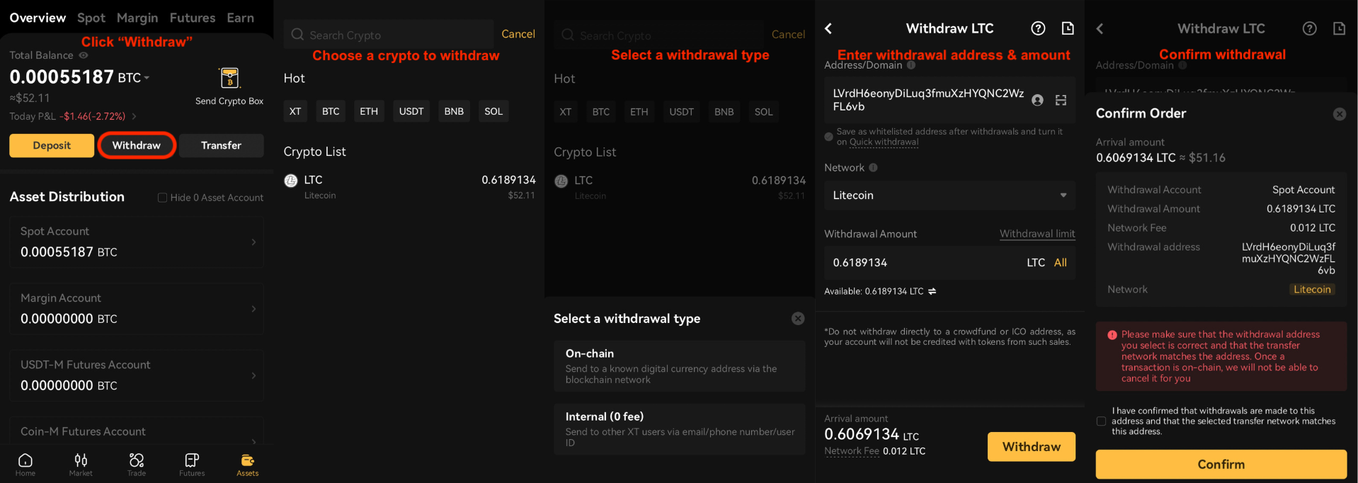 Initiating a Crypto Withdrawal