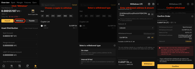 Initiating a Crypto Withdrawal
