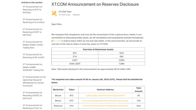 XT.com Proof of Reserves