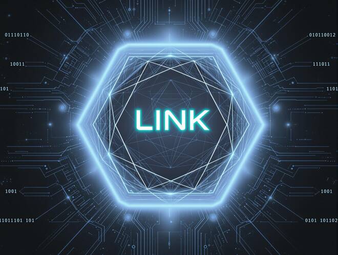 Link cryptocurrency name and hexagon. FX Empire