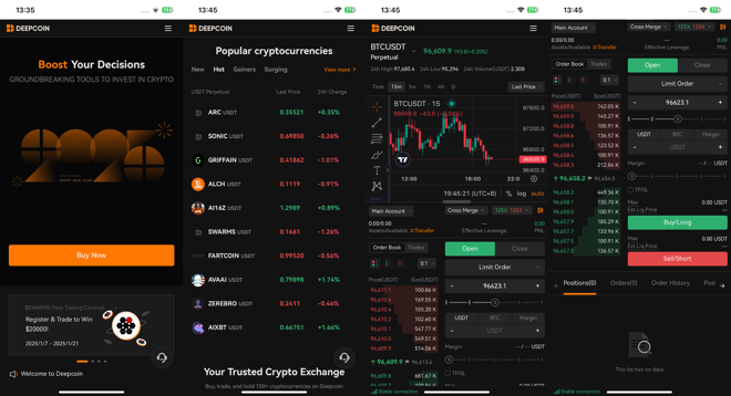 Deepcoin PWA Mobile Interface