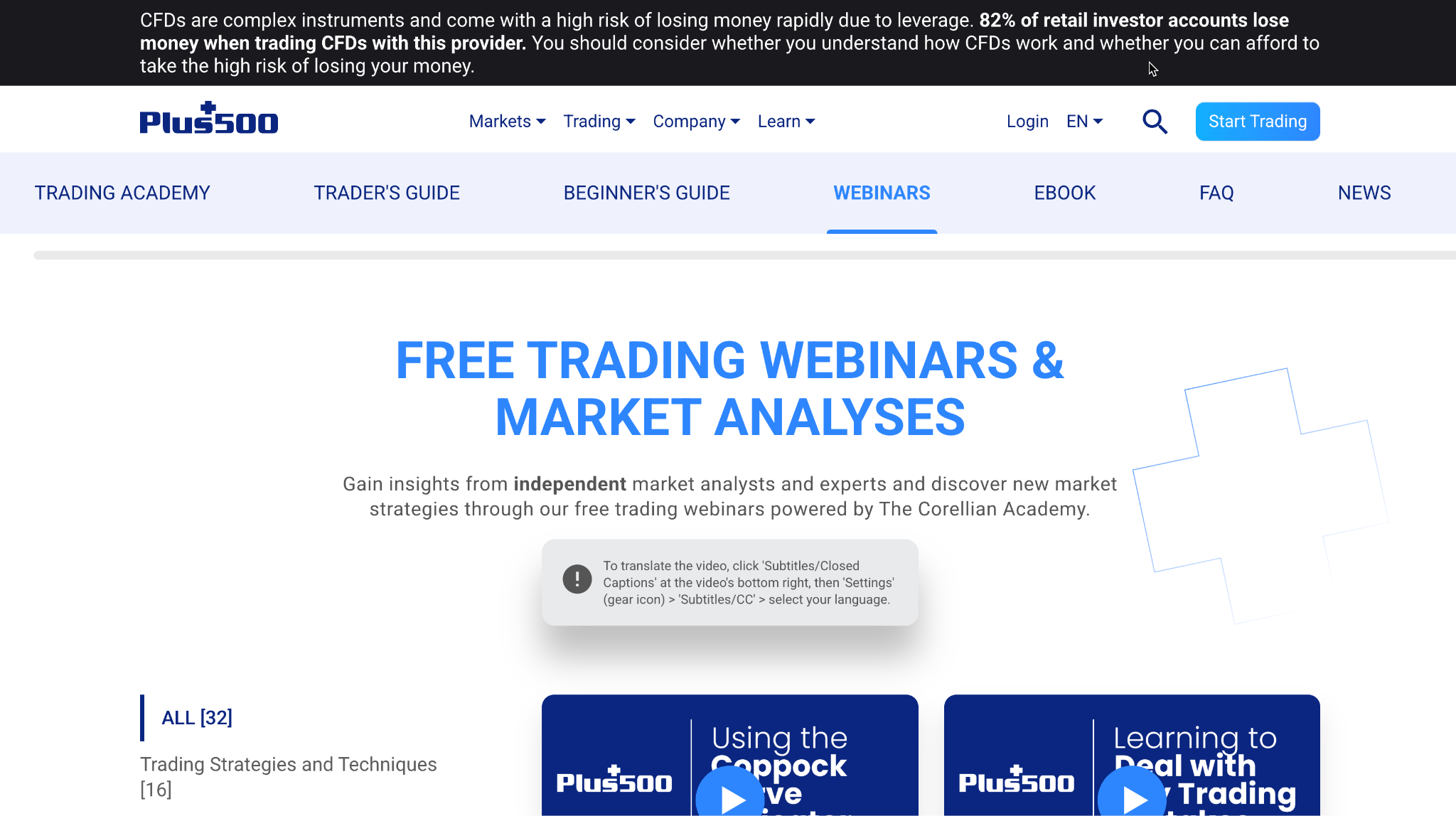 Plus500 webinars