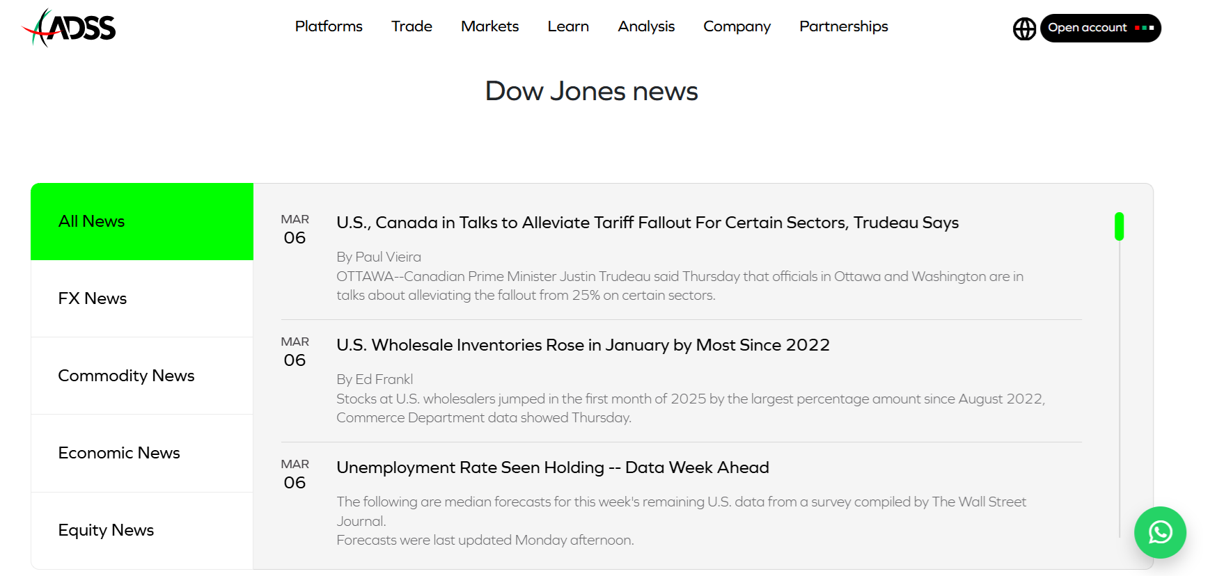 A Dow Jones-powered news screener