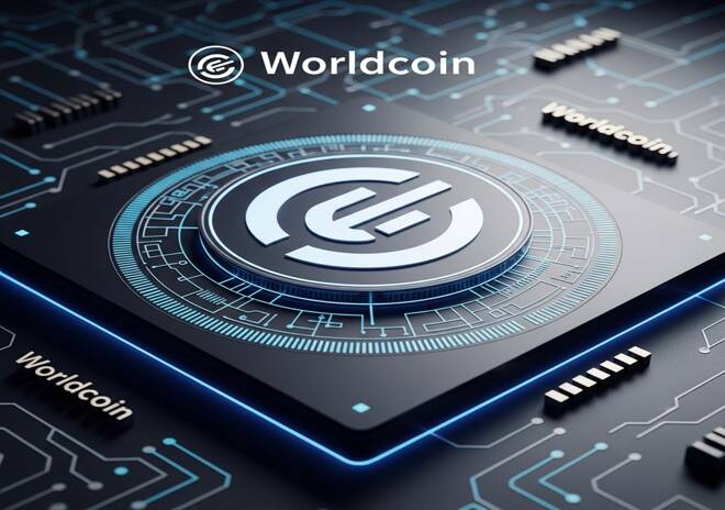 Worldcoin logo. FX Empire