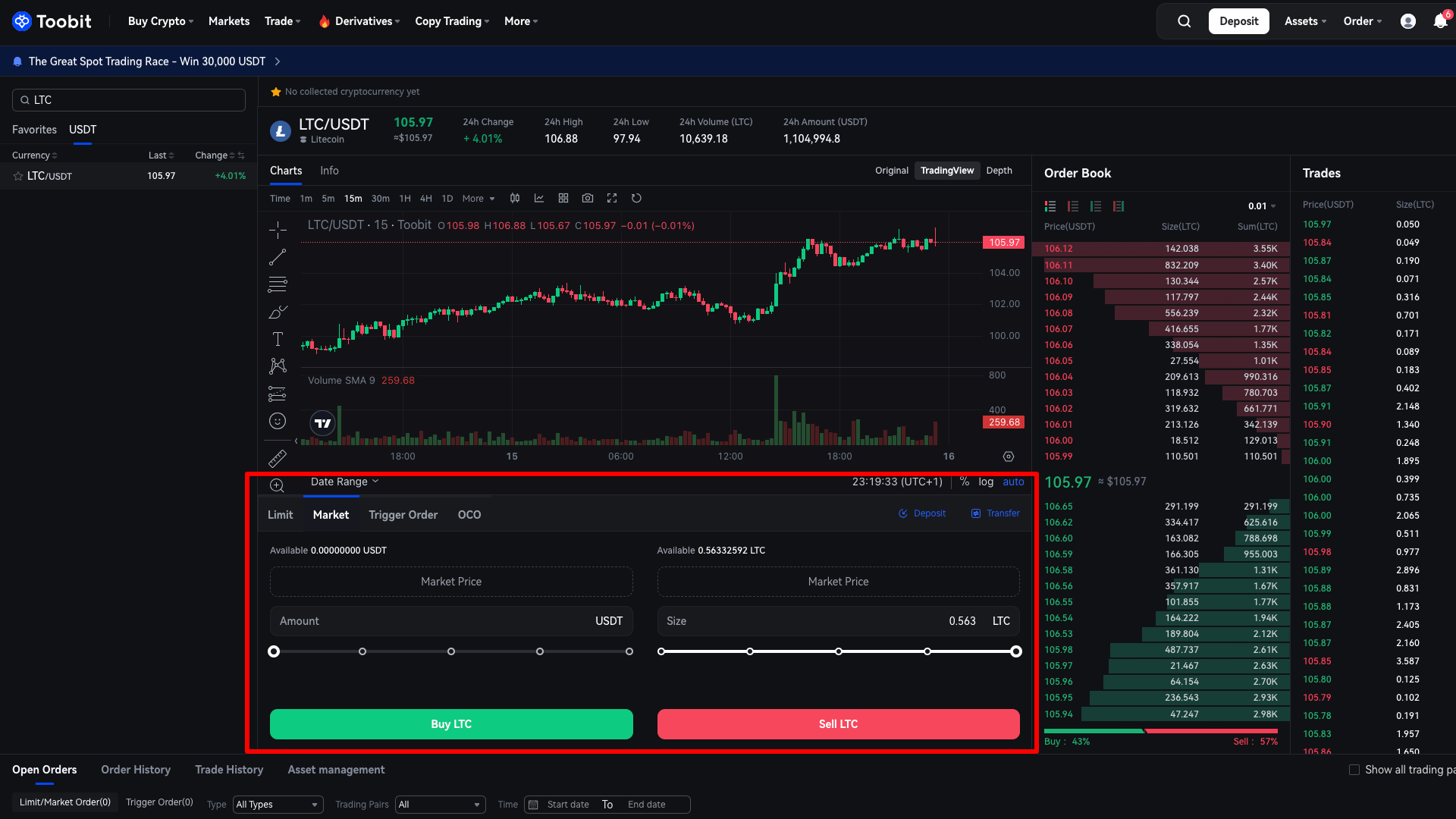 Conversione da LTC a UST al prezzo di mercato