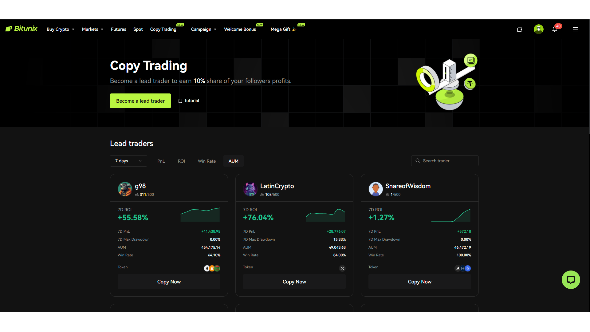 Strumento di Copy Trading su Bitunix