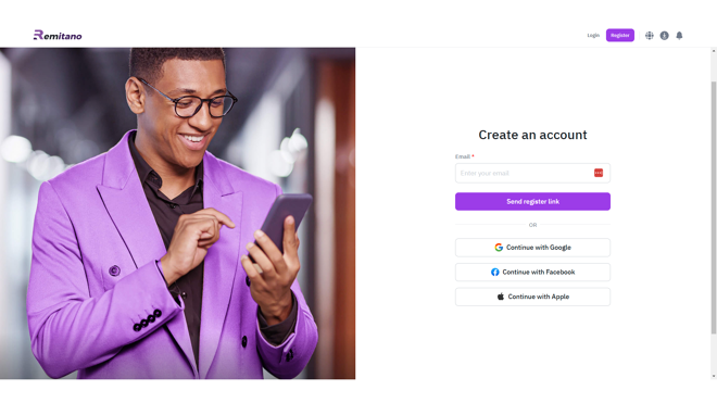 Creating a new account on Remitano