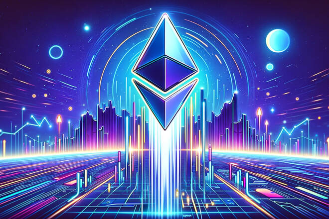 Ethereum coin floating in the air. FX Empire