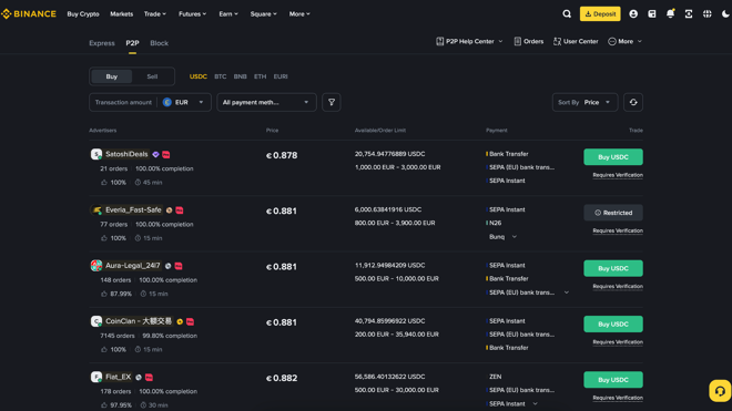 Binance P2P Platform