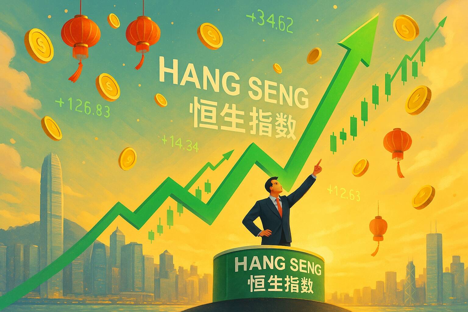 Hang Seng Index climbs as trade tensions ease.