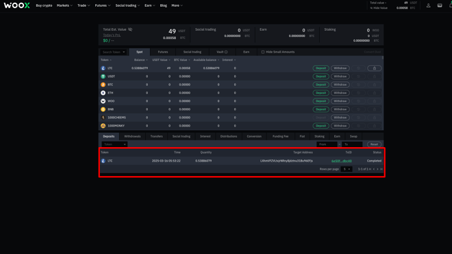 LTC deposit