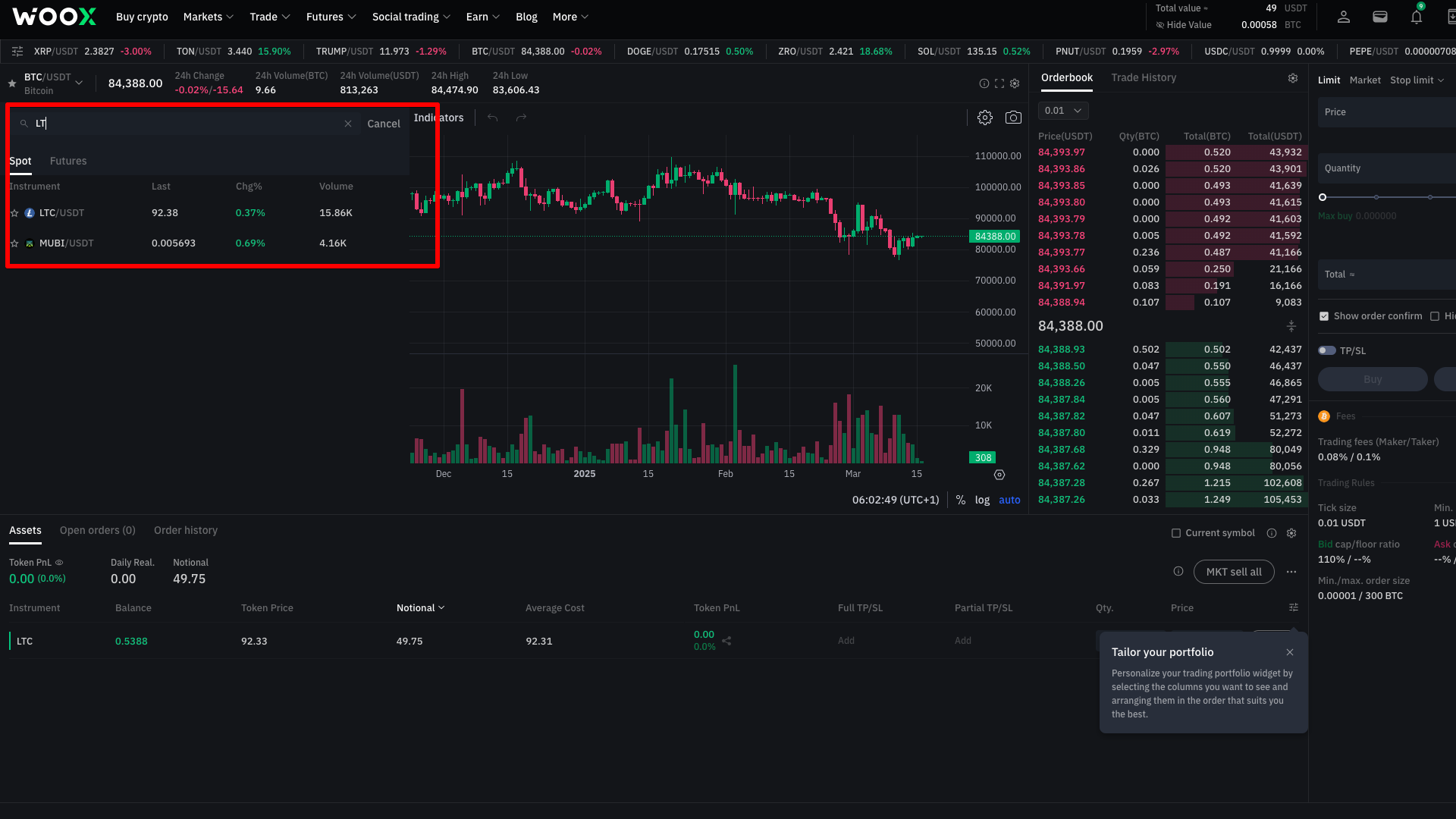 Coppia di trading LTC/USDT