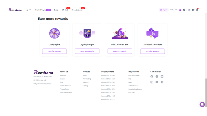 Remitano offers rewards for different activities