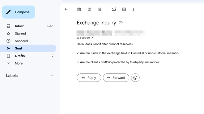 Toobit email inquiry