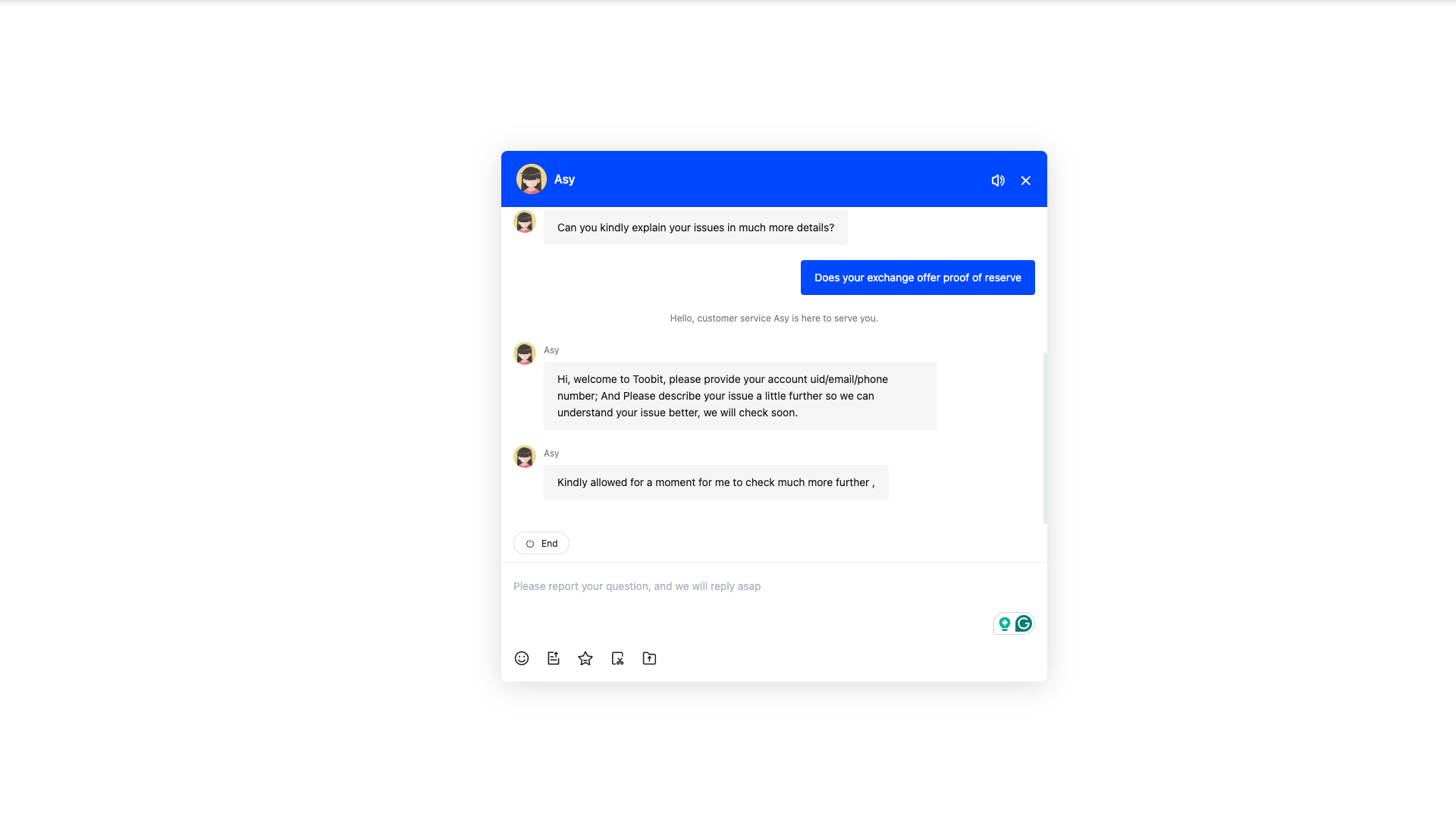 Chatbot di Toobit