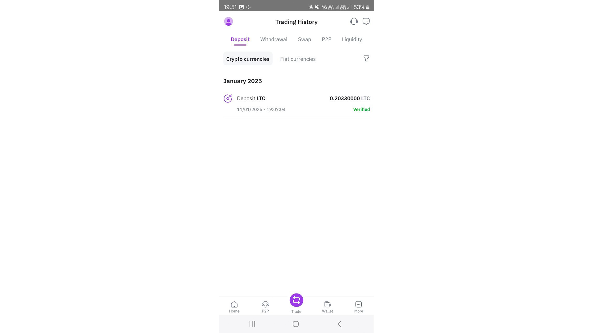 Cronologia delle operazioni sull’app Remitano