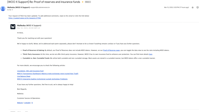 WOO X email answers