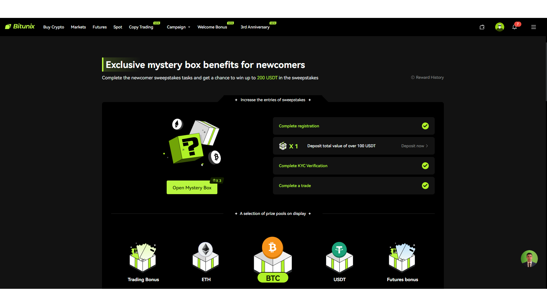 Il bonus benvenuto di Bitunix per i nuovi utenti