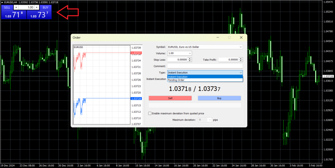 MetaTrader 4’s order placing screen