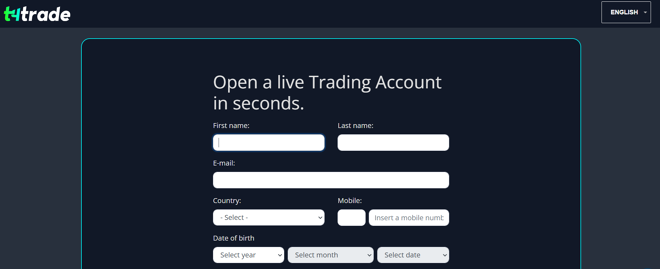 T4Trade’s account registration form