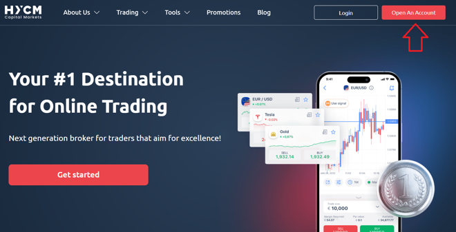 Creating an account with HYCM