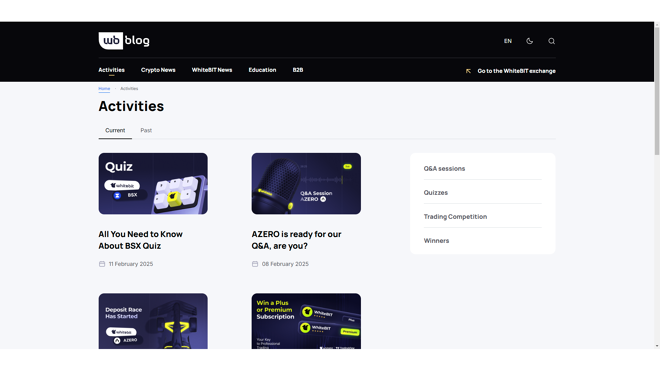 Activities Center on WhiteBIT