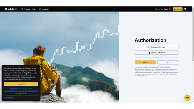 Creating an account on WhiteBIT