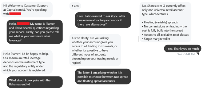 My conversation with Shares.com