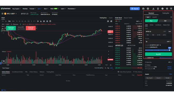 Setting up orders on Phemex