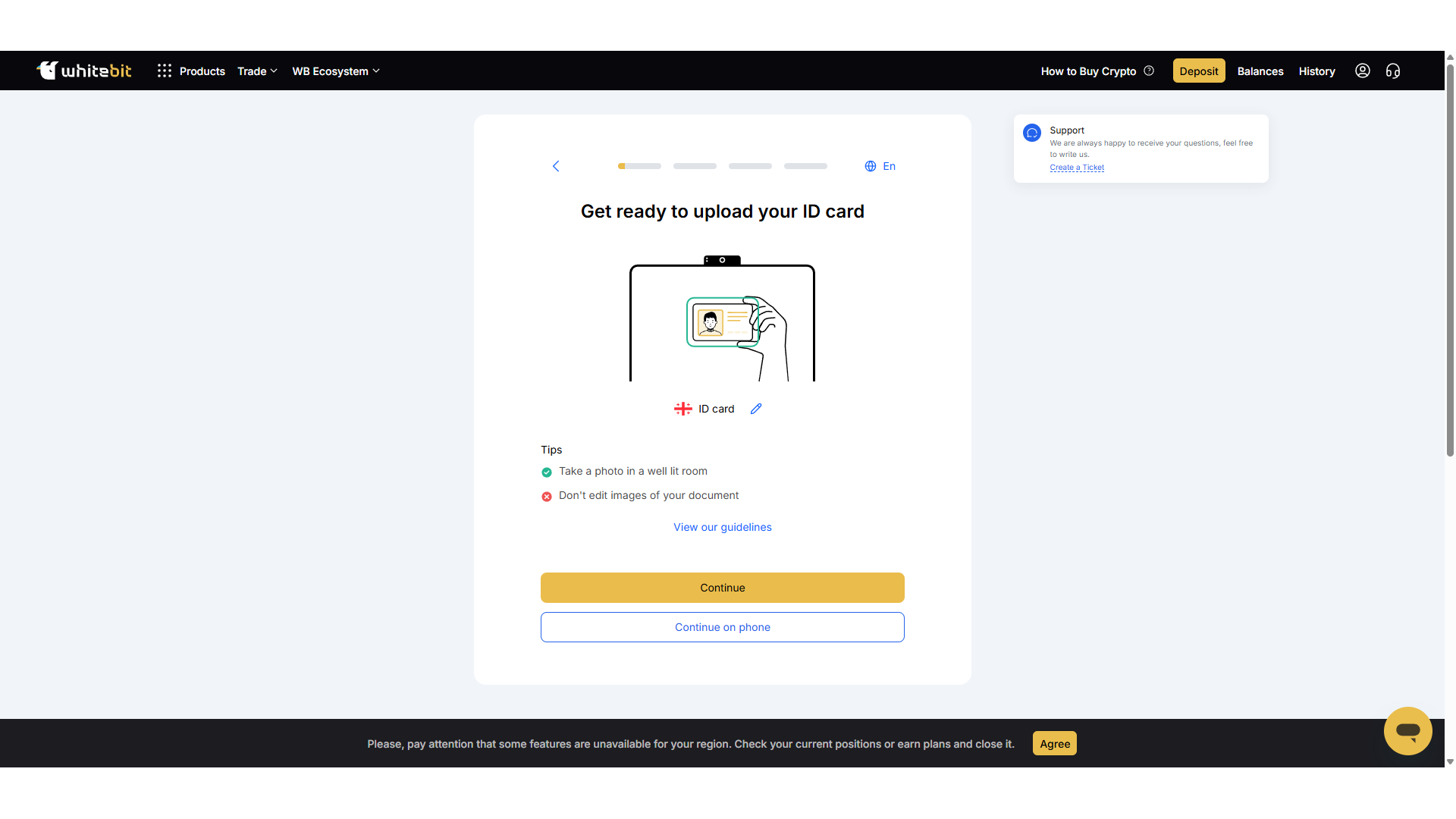 Procedura di verifica su WhiteBIT