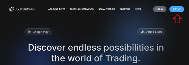 Opening an account with FXMeridian