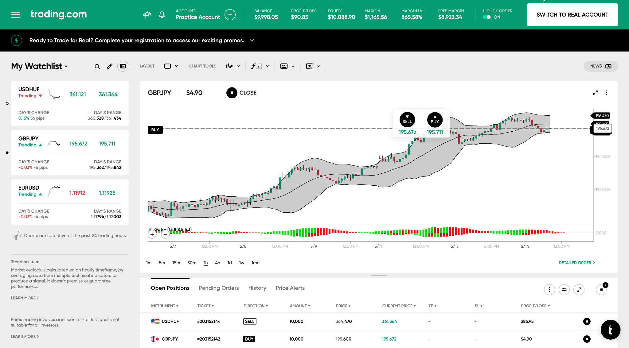 Trading.com WebTrader platform