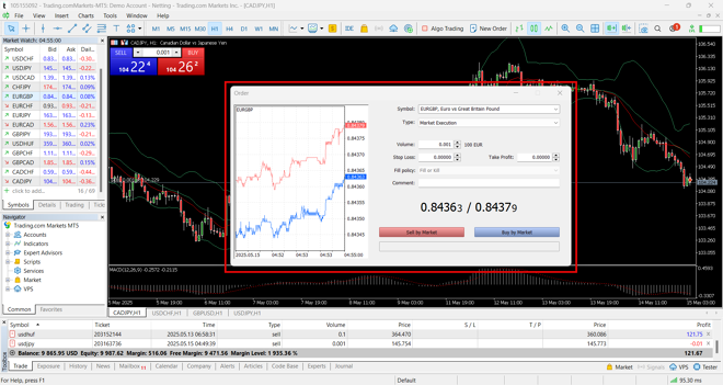 MetaTrader 5 order ticket
