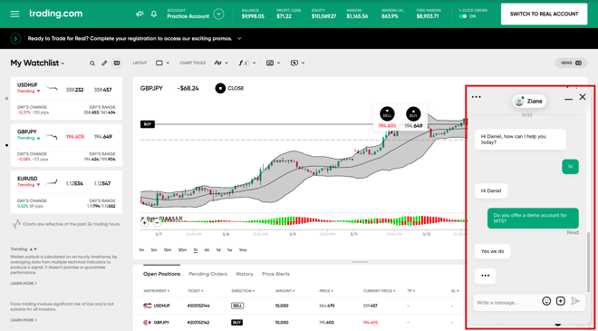 Trading.com US live chat support