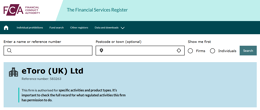 eToro (UK) Ltd’s licensing info at fca.org.uk