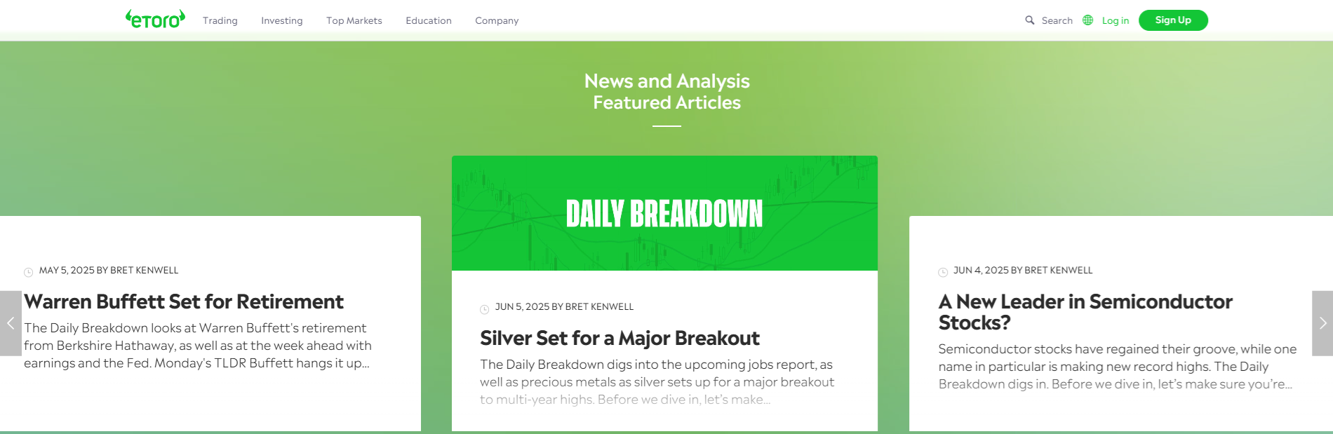 eToro market breakdowns